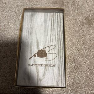 Caspari Guest Napkins Open Box Set Of 17 Happy Fathers Day Fishing Wood Grain
